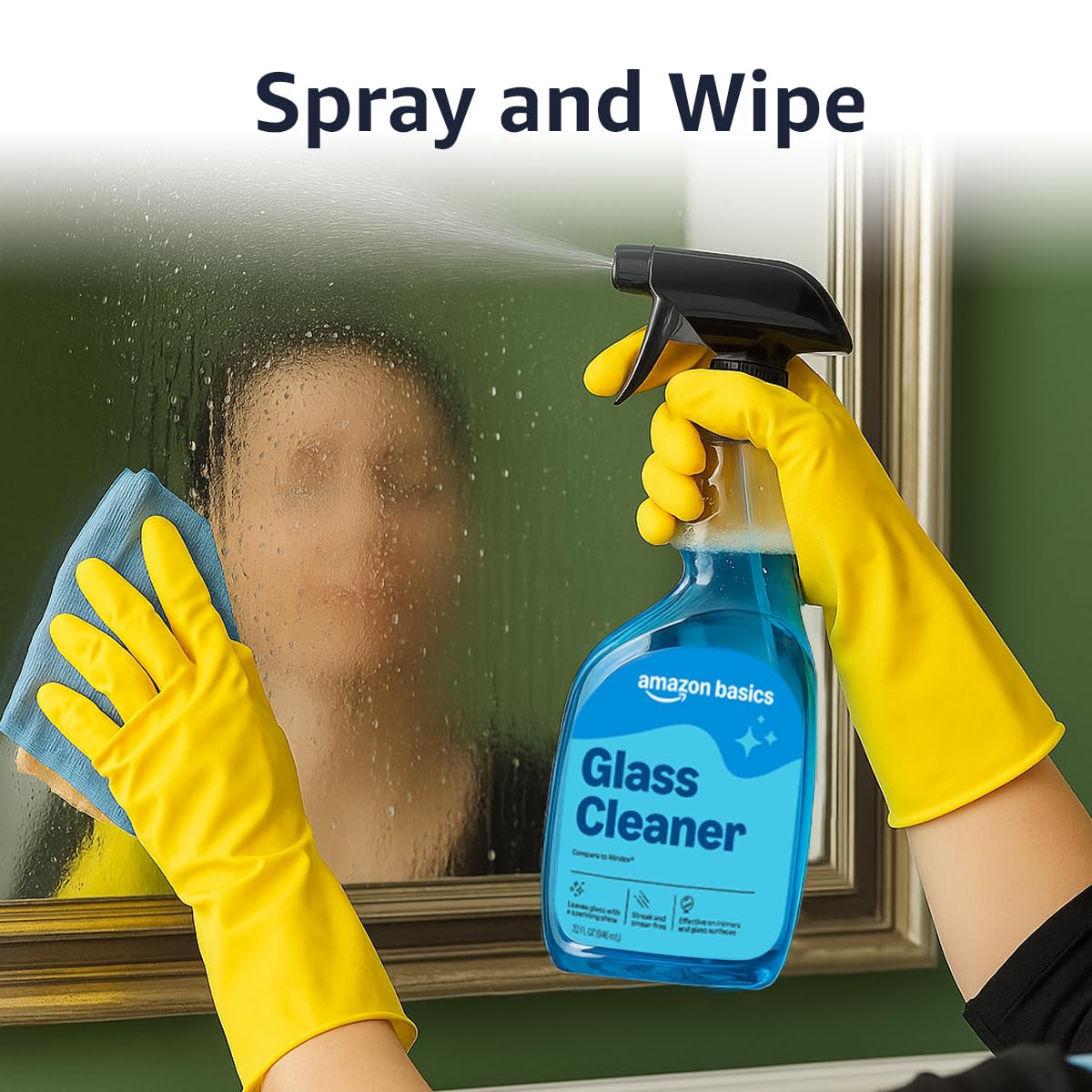 Amazon Basics Glass Cleaner Refill, Streak-Free, Cleans Windows and Mirrors with Sparkling Shine, Economical, 67.6 Fl Oz, 1-Pack