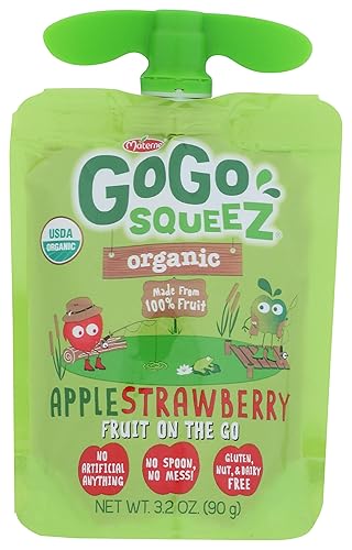Gogo Squeez Organic Apple Strawberry Applesauce Sgl, 3.2 OZ