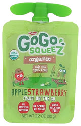 Gogo Squeez Organic Apple Strawberry Applesauce Sgl, 3.2 OZ