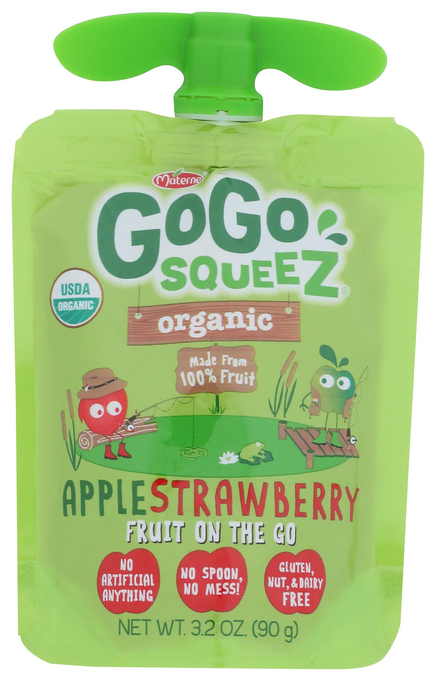 Gogo Squeez Organic Apple Strawberry Applesauce Sgl, 3.2 OZ