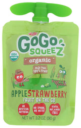 Gogo Squeez Organic Apple Strawberry Applesauce Sgl, 3.2 OZ