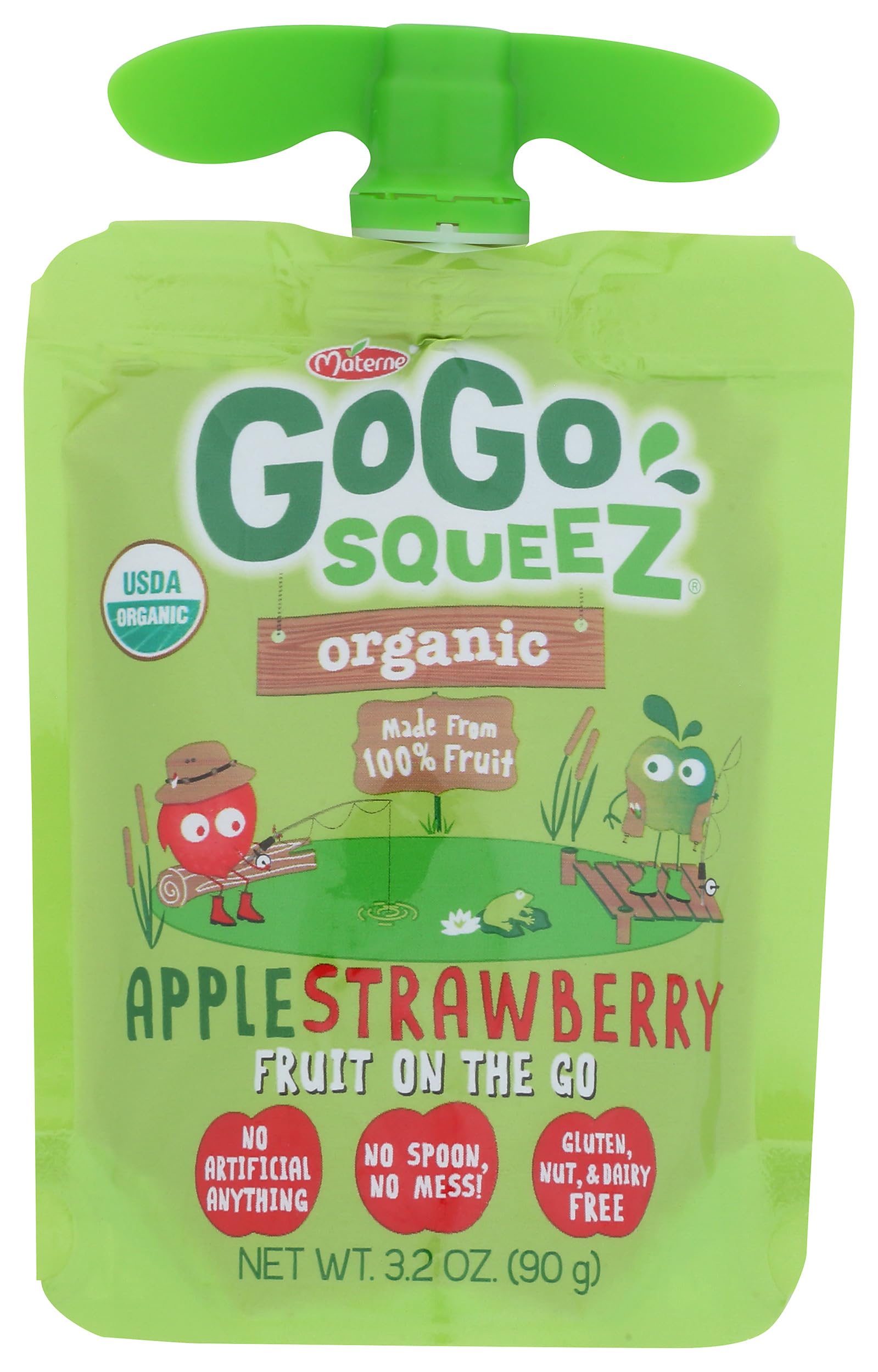 Gogo Squeez Organic Apple Strawberry Applesauce Sgl, 3.2 OZ