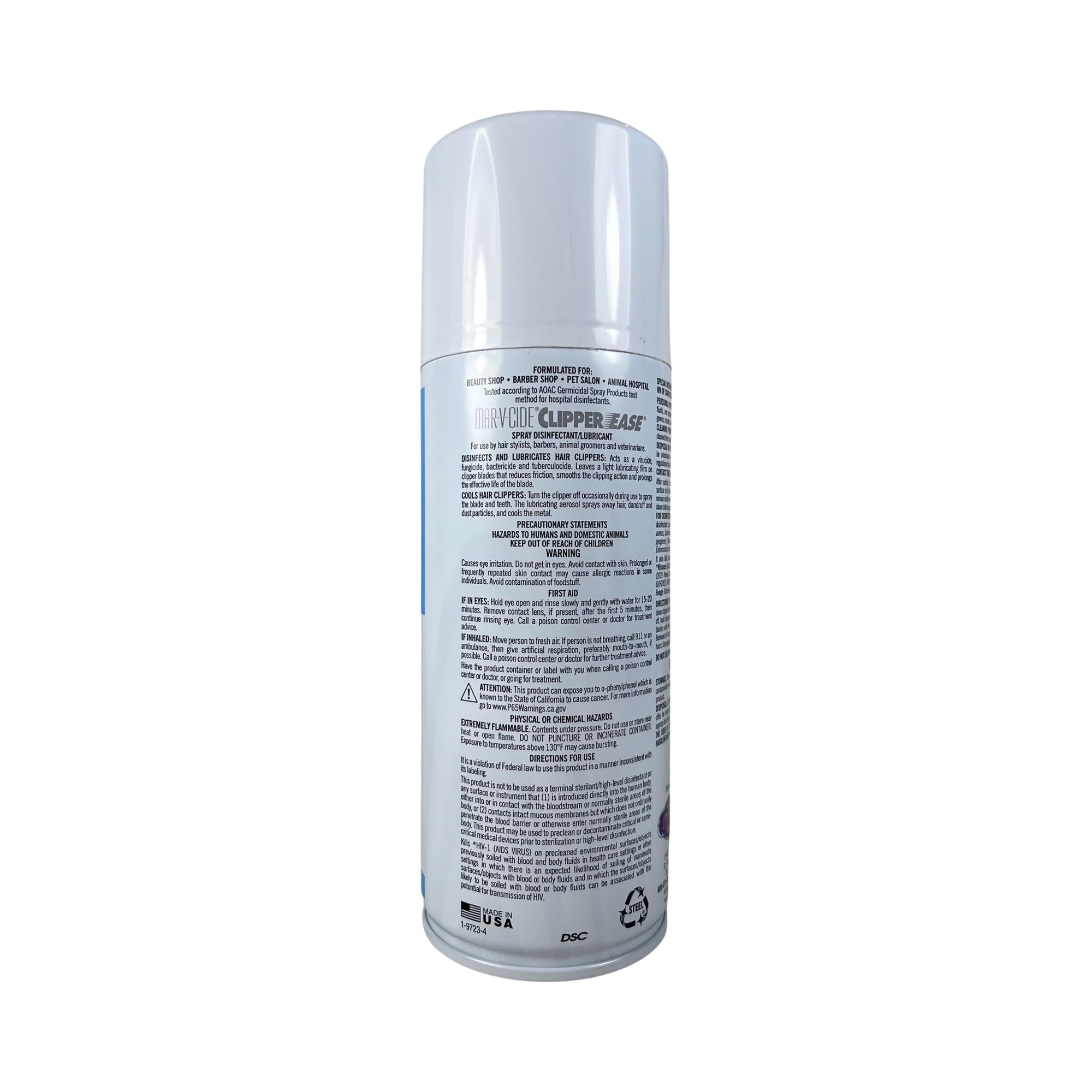 MAR-V-CIDE Clipper Ease Spray Disinfectant - 12 oz | Cleans, Cools, Lubricates & Disinfects Electric Clippers - Antibacterial, Antifungal, Anti-Rust