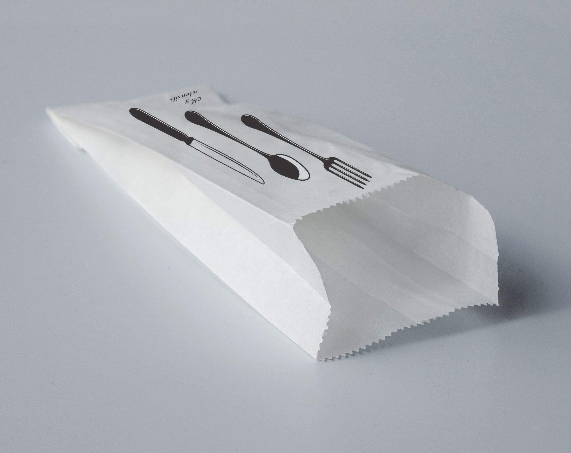100 Pack 100% White Kraft Paper Bags, 2.75 x 10 inches White Plain Bag Kitchen Cutlery Utensils Holder