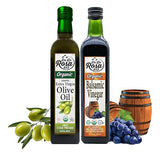 De La Rosa Organic Balsamic Vinegar & Organic Extra Virgin Olive Oil, 100% Pure, Vegan, Kosher, Non-GMO & Gluten Free, Great for Salad Dressings, Marinades & More 16.9 Oz (Pack of 2)