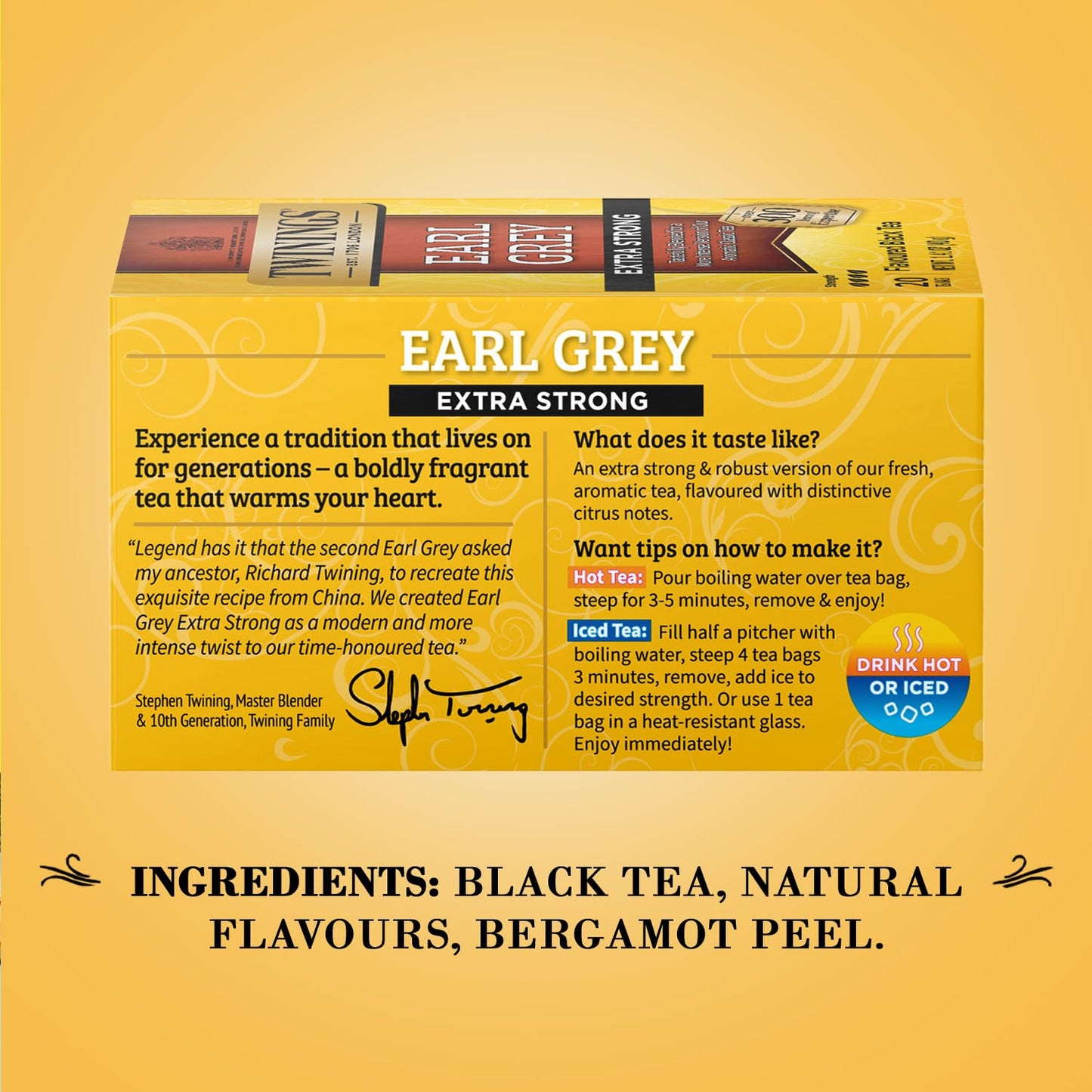 Twinings Earl Grey Tea Extra Strong 2-Pack - A Bright and Zesty Black Tea Infused with Citrus Bergamot Flavours, Caffeinated Tea Bags, Individually