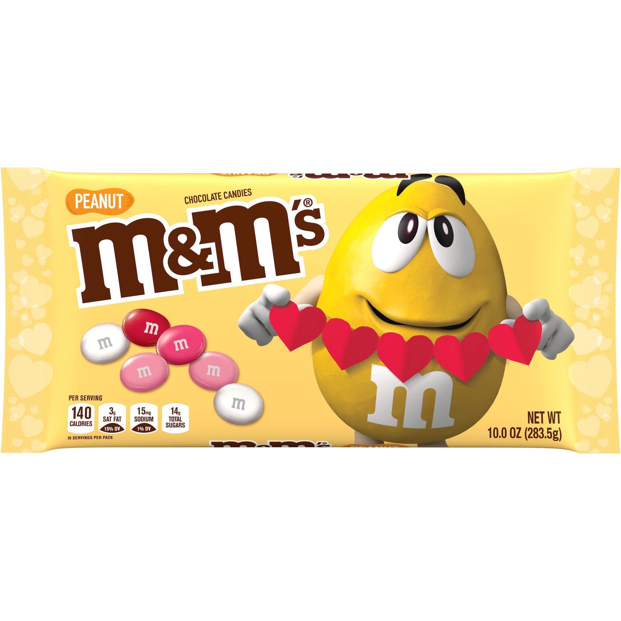 M&M’S Peanut Milk Chocolate Candy Assortment, Valentine's Day Candy, 10 oz Bag