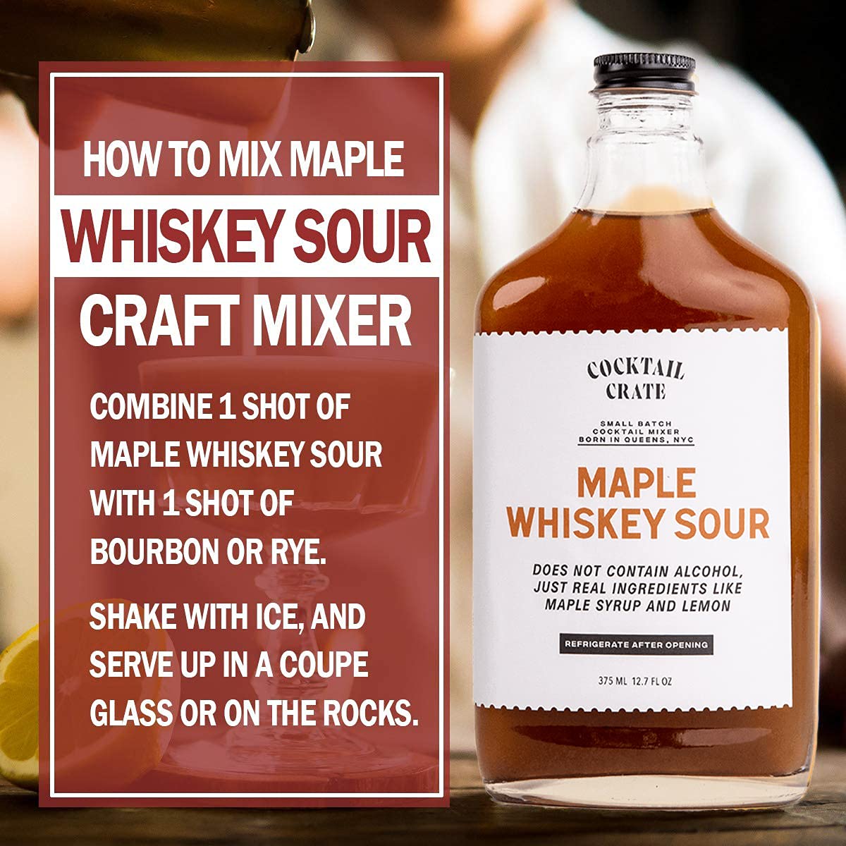 Cocktail Crate Whiskey Lover's 3 Pack Drink Mixers | Award-Winning Craft Cocktail Mixers - Premium Cocktail Syrup Handcrafted with Aromatic Bitters