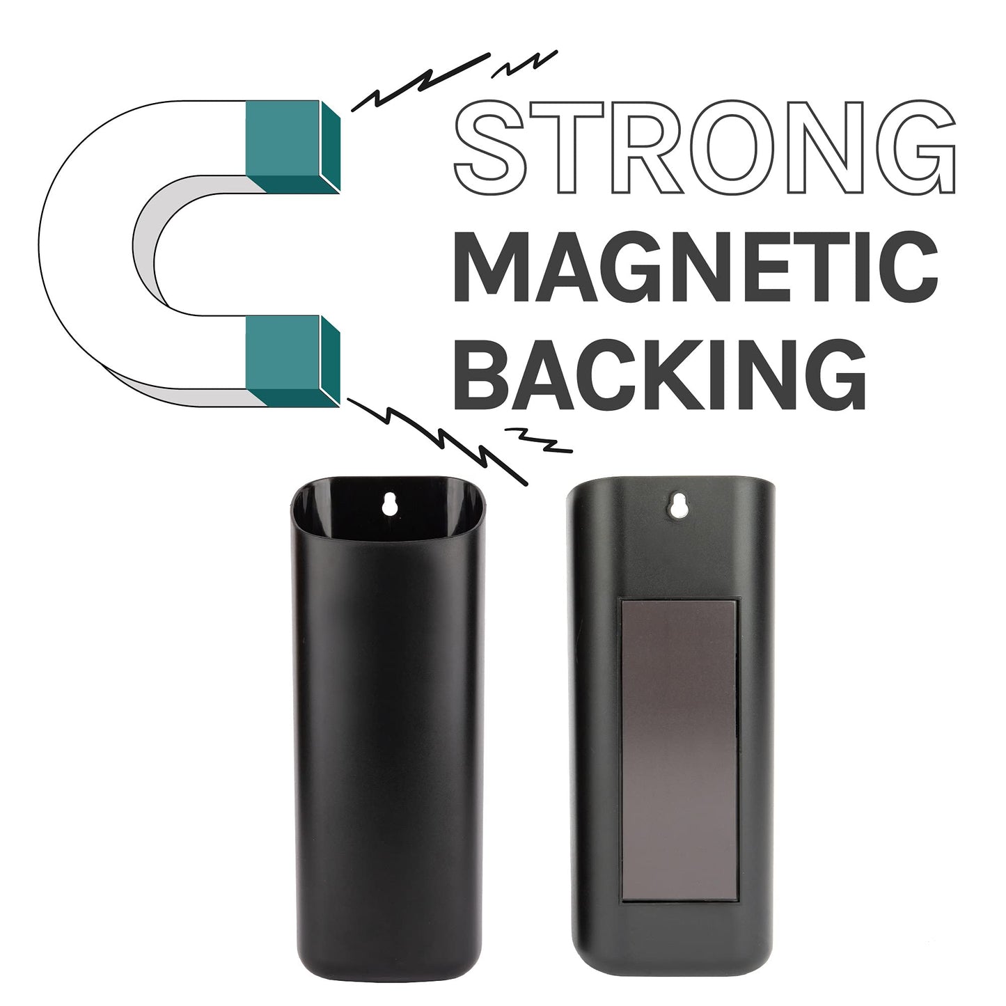 JS Jackson Supplies Small Black Lint Bin with Magnetic Back, Slim Profile Space Saving Trash Bin and Organizer for Laundry, Wall Mountable