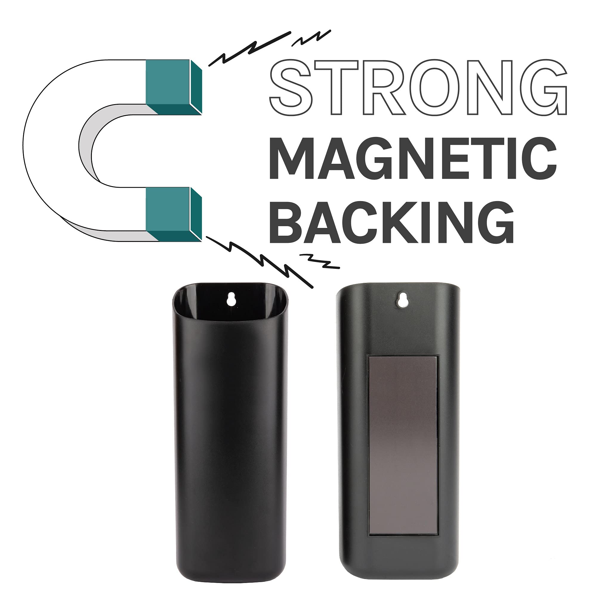 JS Jackson Supplies Small Black Lint Bin with Magnetic Back, Slim Profile Space Saving Trash Bin and Organizer for Laundry, Wall Mountable