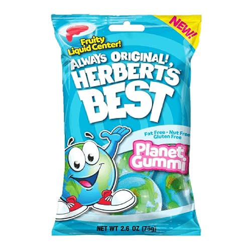 Herbert's Best Planet Gummi, Liquid Center Gummy Candy, Individually Wrapped, 2.6 oz Bag