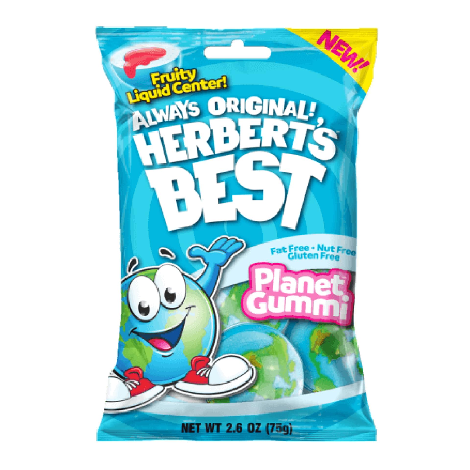 Herbert's Best Planet Gummi, Liquid Center Gummy Candy, Individually Wrapped, 2.6 oz Bag