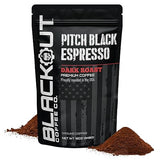 Blackout Coffee Pitch Black Espresso Ground Coffee - Extra Dark Roast, European-Style, Bold & Aromatic - Freshly Roasted 12oz Bag.