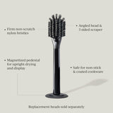 Curio Home Goods Ionic Dish Brush, Magnetized to Stand Upright, Stainless Steel with Replaceable Head, Onyx/Black