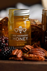 Bee Harmony Rare Varietals Honey Flight, Mini Honey Gift Set, 4 Jars, 3 OZ Each, Premium, Raw (Acacia, Buckwheat, Blueberry Blossom, Orange Blossom)