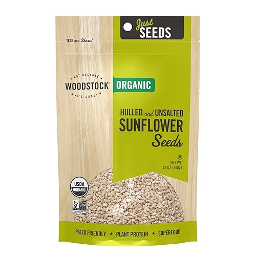 Woodstock Organic Hulled Raw Sunflower Seeds 12 Oz (Pack of 8)