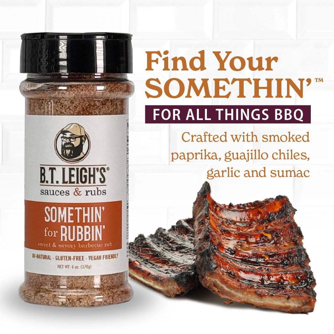 Somethin' For Rubbin' | Sweet & Savory Gourmet, Small Batch, Award-Winning, Gluten-Free, Vegan-Friendly Barbecue Rub & Seasoning | All Natural, No