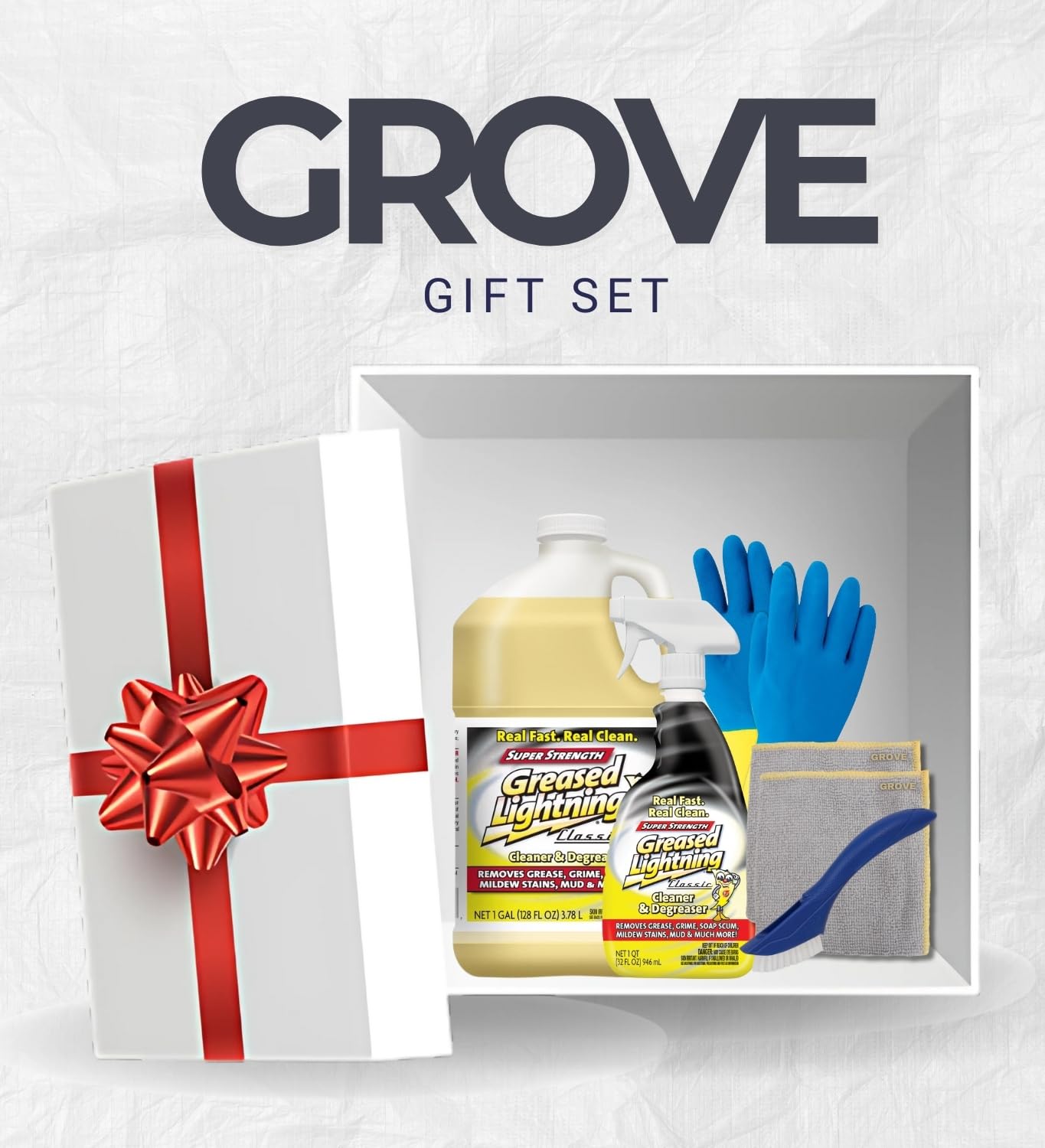 Fresh Scent Cleaner and Degreaser by Greased Lightning 1 gal Liquid Bundle with Lemon Scent Cleaner and Degreaser 32 oz Liquid + 2 Microfiber Cloth +
