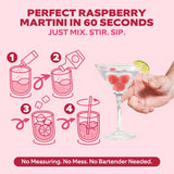 Cocktail Stix Zero Sugar Raspberry Martini Mixer - Cocktail & Mocktail Drink Mixer - Skinny Mixes - Water Flavoring Packets - Vegan - No Calories, No