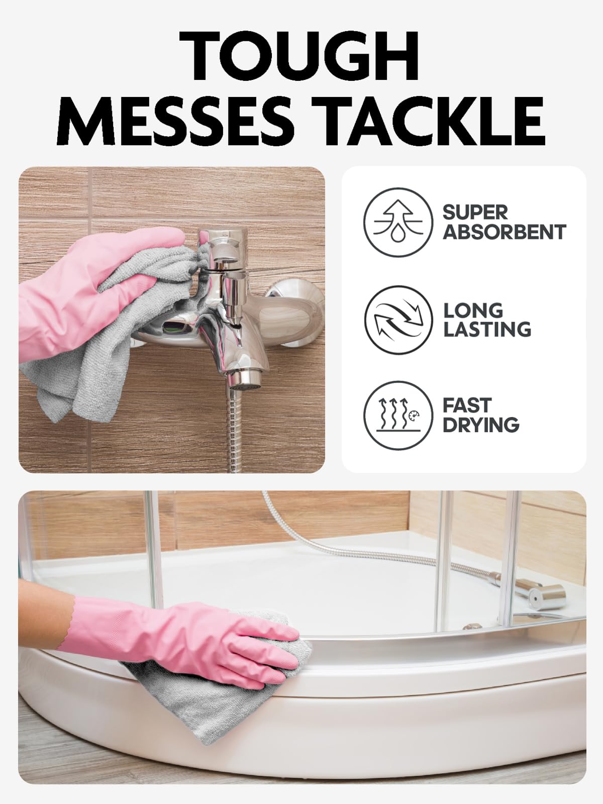 Fantasticlean Microfiber Cleaning Cloth Roll -75 Pack, Tear Away Microfiber Towels, 12" x 12", Reusable, Washable, Scratch Free, Ultra Absorbent