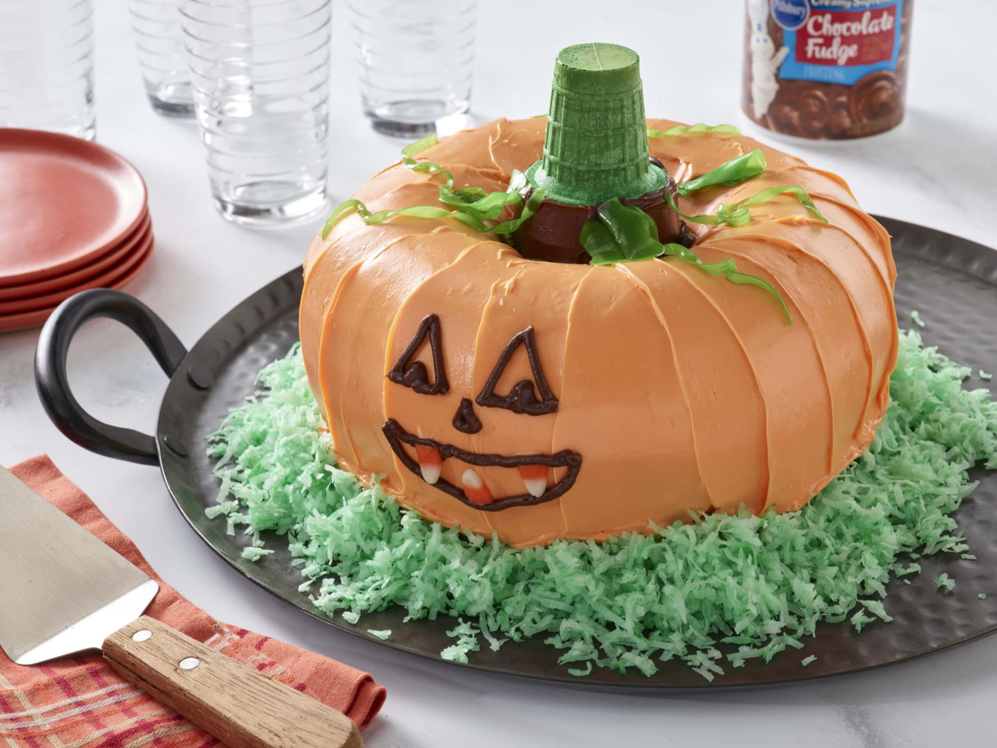 Funfetti Halloween Bundle, 2 Chocolate Cake Mixes, 1 of each Green and Orange Vanilla Frosting