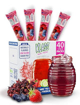 Klass Aguas Frescas, Powdered Drink Mix, 40 Singles Zero Sugar & Caffeine-Free Powder Packets, Water Drink Mix, Flavor: Hibiscus Berries - 5 Calories