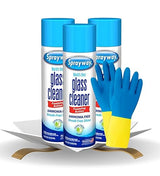 Sprayway Glass Cleaner Spray 19 oz Bundle with Pair of Gloves - Sprayway Window, Mirror and Shower Glass Cleaner - Streak-Free Shine - (4 Items)