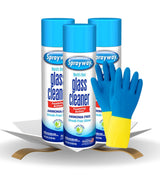Sprayway Glass Cleaner Spray 19 oz Bundle with Pair of Gloves - Sprayway Window, Mirror and Shower Glass Cleaner - Streak-Free Shine - (4 Items)