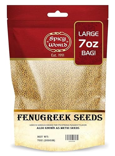 Spicy World Fenugreek Seeds (Methi) 7 Ounce Bag - All Natural & Pure - Resealable Bag