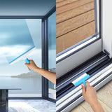 Shower Squeegee for Glass Doors, MEIBEI Squeegee for Shower Glass Door, Multi-Purpose Silicon Squeegee with Groove Gap Brush for Car Windshield, Tile