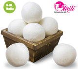 6-Pack Wool Laundry Dryer Ball by Mili Felt -Reusable Extra Large Premium Natural Fabric Softener, Reduces Clothing Wrinkles, Eco-Friendly ~ Made