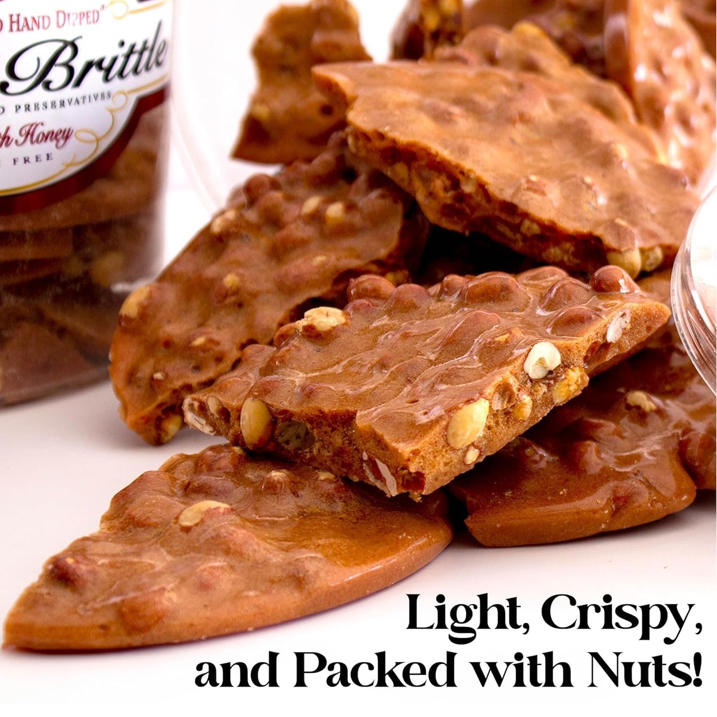 brittle-brittle Peanut Brittle Candy, Handmade Old Fashioned Peanut Brittle Made with Honey (0.75 Pound)