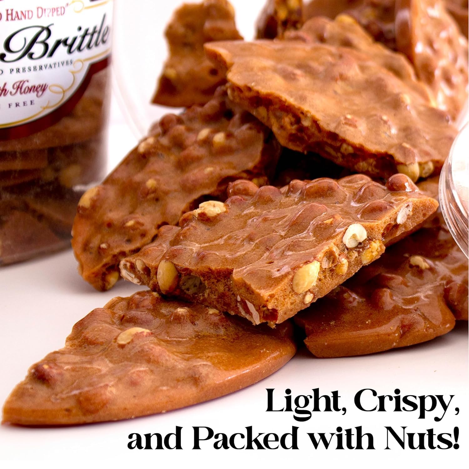 brittle-brittle Peanut Brittle Candy, Handmade Old Fashioned Peanut Brittle Made with Honey (0.75 Pound)