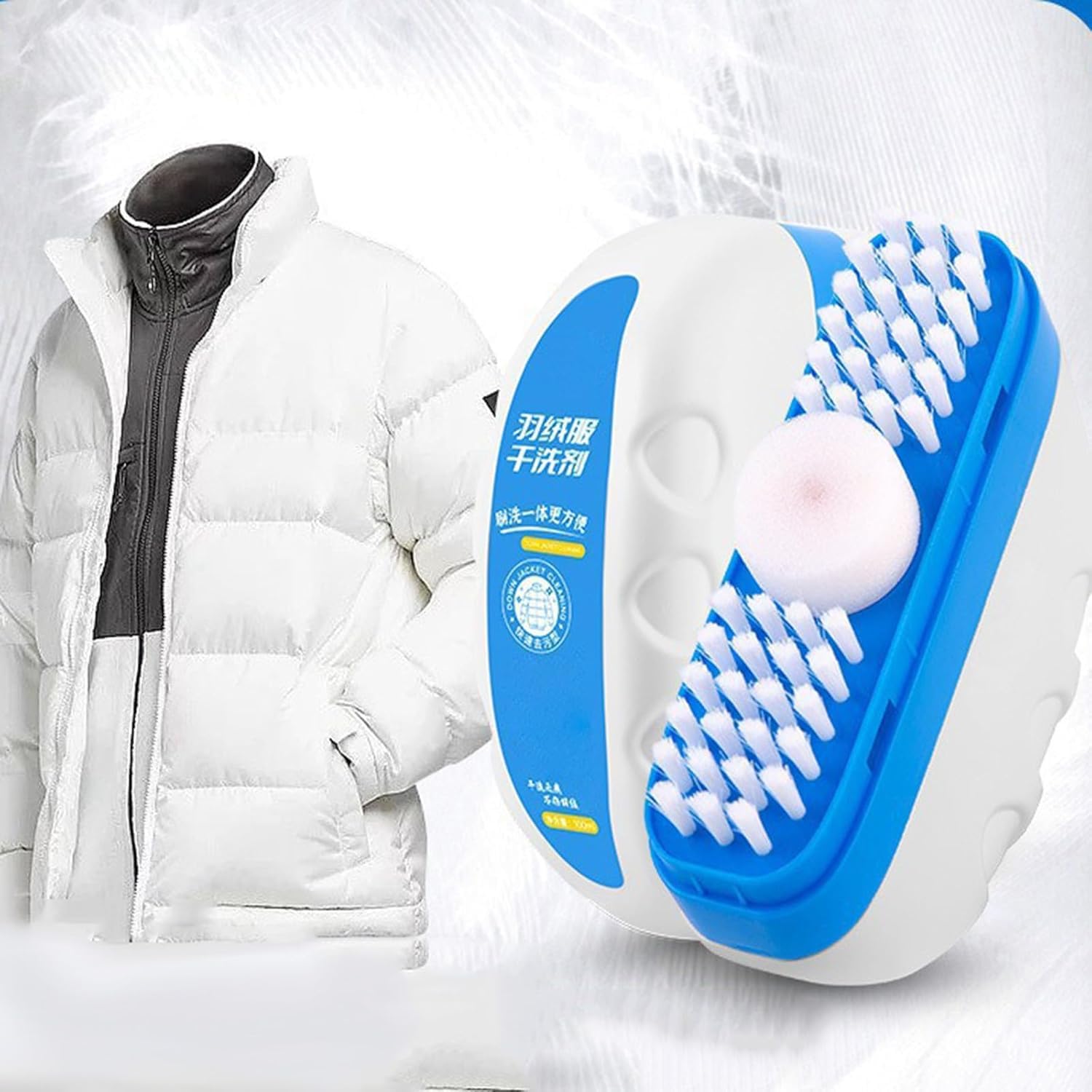 Down Jacket Dry Cleaning Agent with Brush, Active Laundry Stain Remover, Dry Cleaning Of Down Garments Quick Cleaning, One Wipe to Cleaning Wash Free