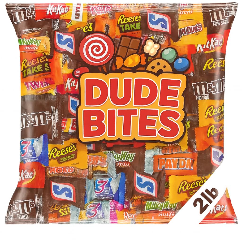 Assorted Mini Chocolate Bars - 2 LB Mixed-Brand Variety Pack - Individually Wrapped Candy Bundle Assembled by Dude Bites - Perfect for Easter