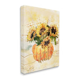 Stupell Industries Give Thanks Phrase Orange Pumpkin Sunflower Floral Burst, Design by Ziwei Li