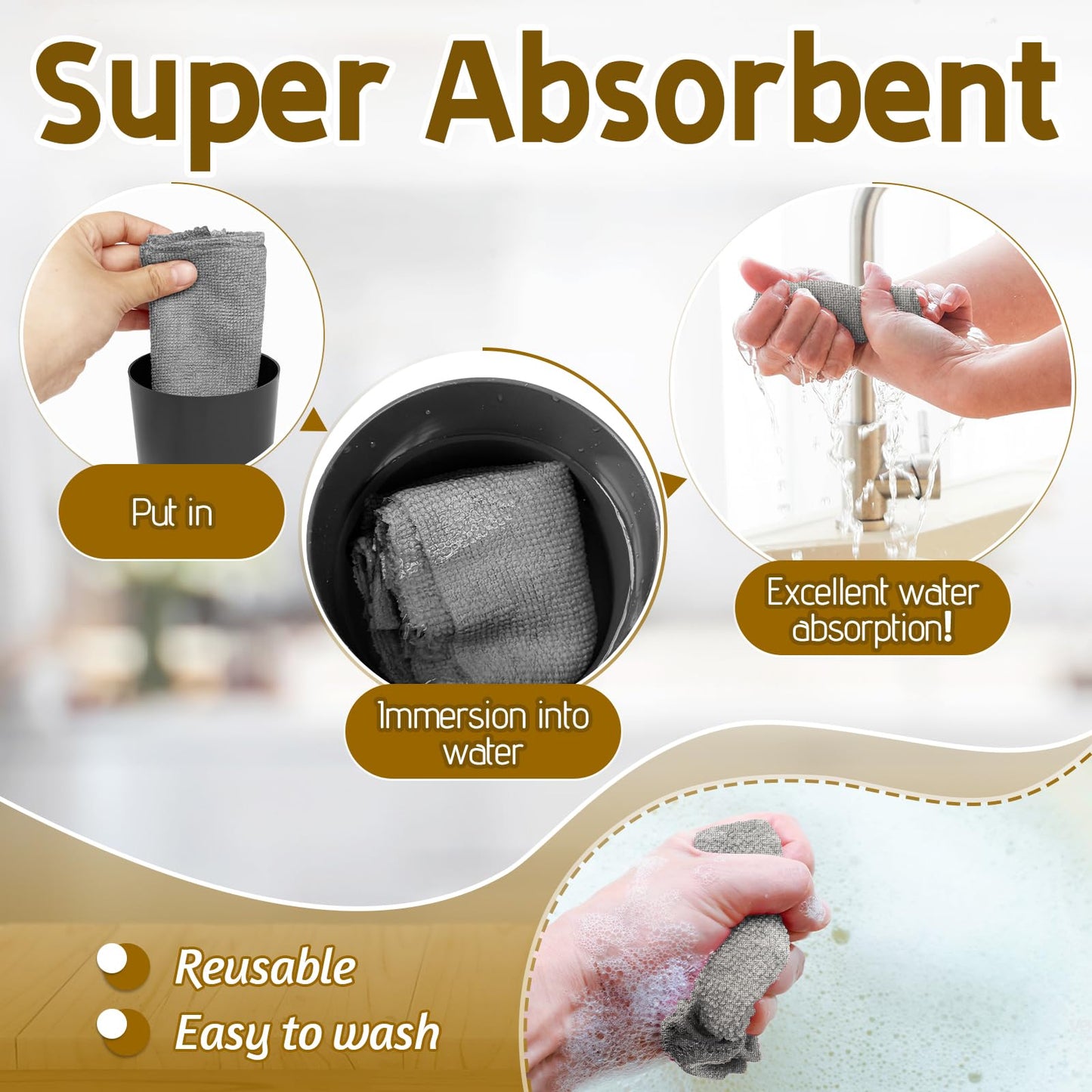 OJYUDD 75 Pack Microfiber Cleaning Cloth Roll,Reusable Tear Away Towels,Washable Ultra Absorbent Cleaning Rags for House,Car,Glass,Garage,Kitchen or