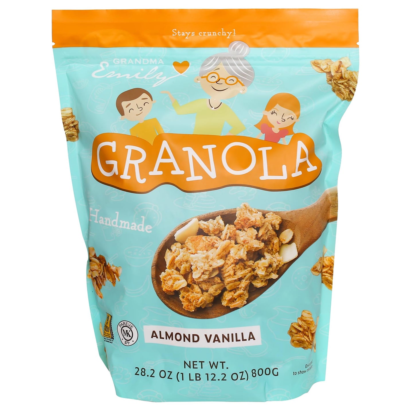 Grandma Emily Almond Vanilla Super Crunch Granola Cereal - 28 oz, Oats, Brown Sugar, Almonds, Puffed Rice
