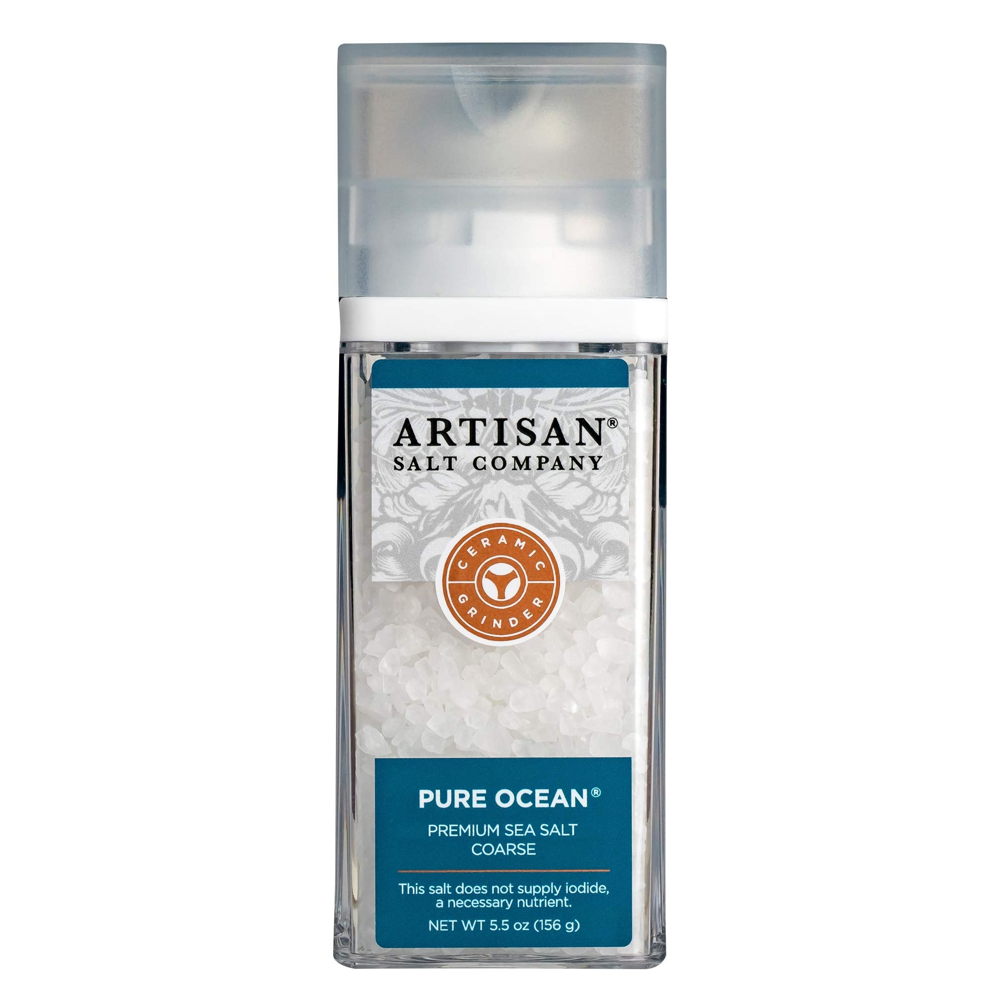 SaltWorks Pure Ocean Premium, Coarse, Artisan Grinder Jar, Sea Salt, 5.5 Oz