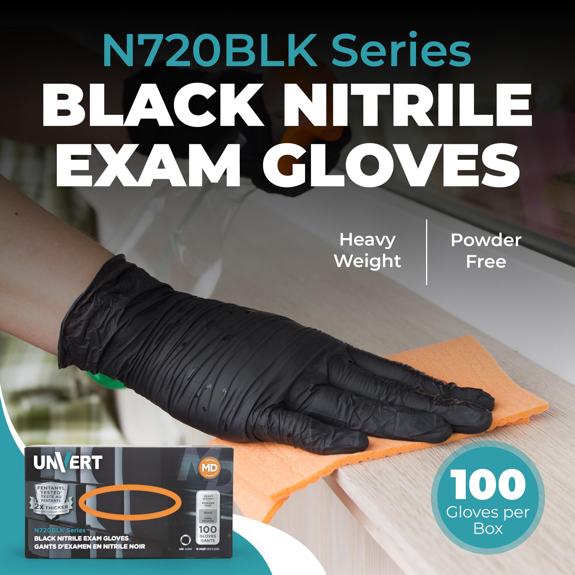 UNVERT Nitrile Disposable Gloves - Heavy Duty 6 Mil Premium Quality, Latex-Free Protection for Cleaning, Cooking, and More (Large)