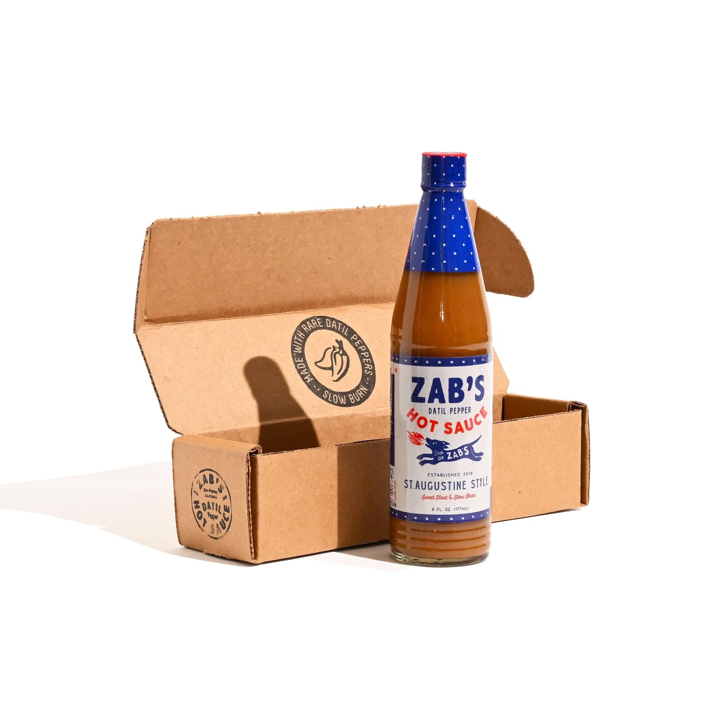 Zab's St. Augustine Style Craft Hot Sauce (6oz, 1 Pack), Naturally Sweet Heat & Signature Slow Burn from Datil Peppers, Gluten-Free, Vegan, Perfect