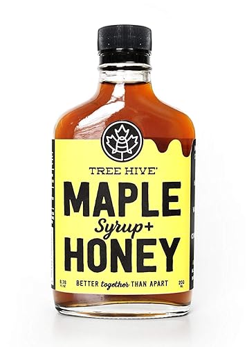 TREE HIVE Syrup - 8.5 oz Glass Bottle - Pure Maple and Raw Honey - Natural Topping for Pancakes and Waffles - Kids and Adult-Approved Taste