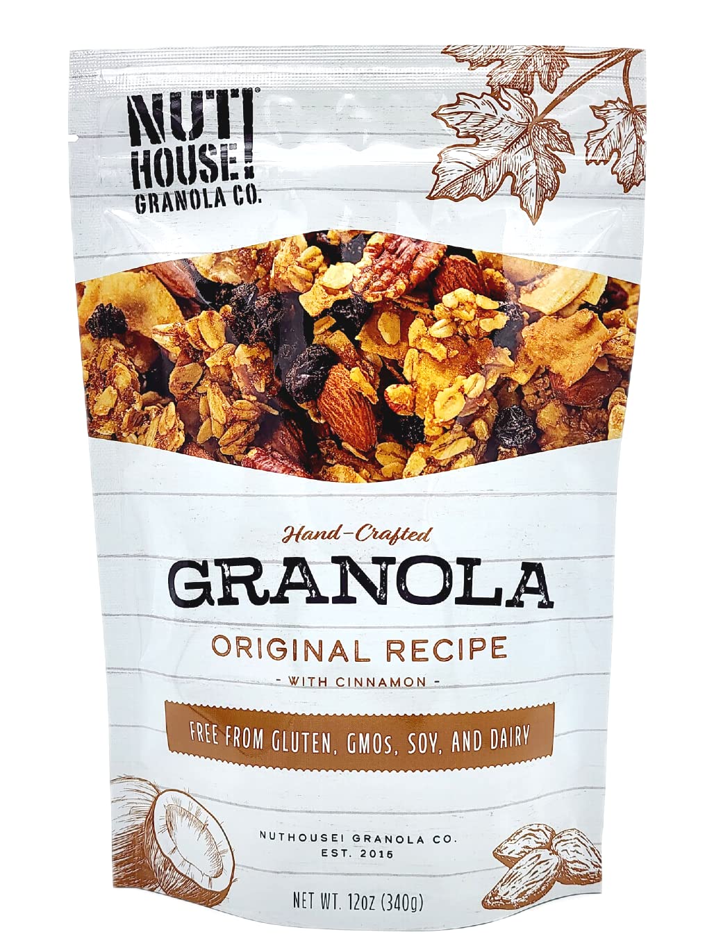 NutHouse! Granola Company - Premium Original Recipe Granola | Certified Gluten-Free, Non-GMO, Kosher | Vegan, Soy-Free | 12 oz. Bag (3-Pack)