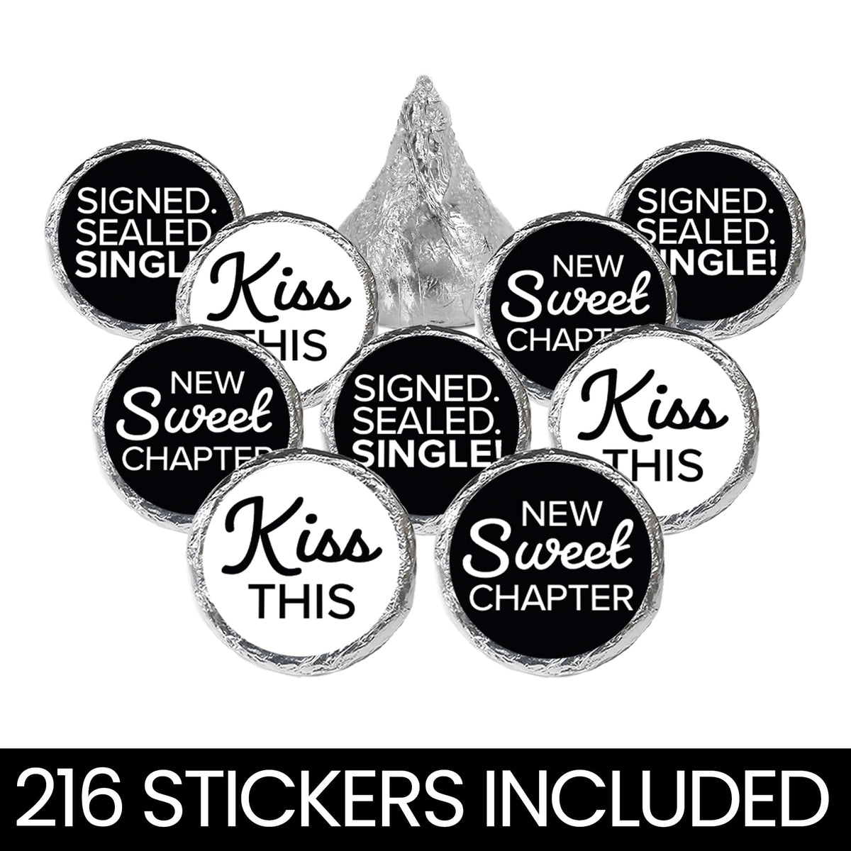 Divorce Party Candy Stickers, Signed Sealed Single, 216 Count