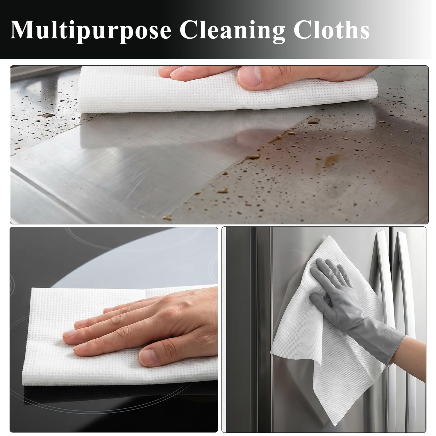 GLOYY Disposable Dish Cloth and Cleaning Handi Wipes, 100ct, Multi-Use Rags for Kitchen, Bathroom and Windows, White