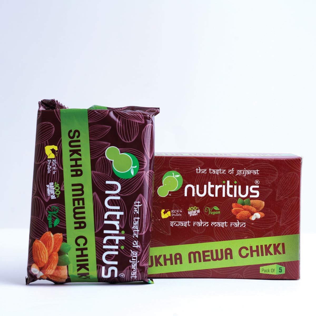 Nutritius Hazelnut Butter & Sukha MEWA Chikkis, 125 Grams (Pack of 7) - Regular Pack