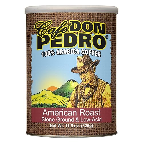 Cafe Don Pedro American Roast Naturally Low Acid Coffee, Medium Roast Stone Ground Coffee, Stomach Friendly, Prevents Acid Reflux. 11.5 Ounce Regular