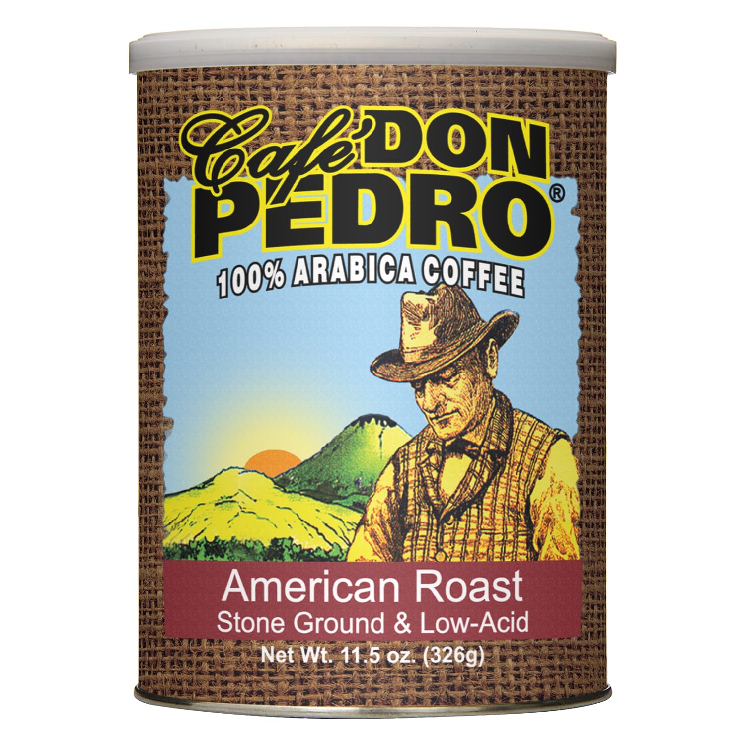Cafe Don Pedro American Roast Naturally Low Acid Coffee, Medium Roast Stone Ground Coffee, Stomach Friendly, Prevents Acid Reflux. 11.5 Ounce Regular