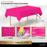 Bright Pink Party Supplies Set Paper Plates Plastic Cups Forks Knives Spoons Napkins Tablecloth Serves 20 Guests Disposable Dinnerware Set of 222