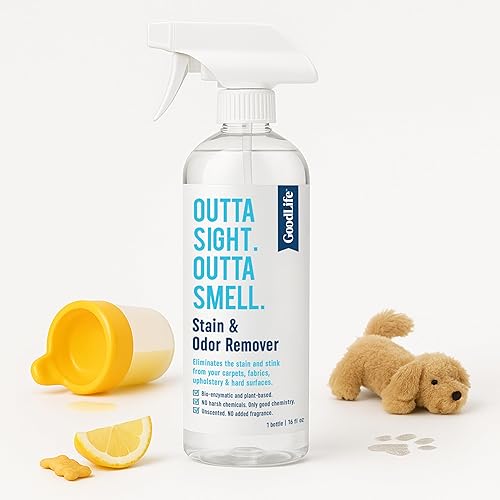 Good Life Solutions Natural Odor and Stain Remover Spray - Unscented Plant-Based Child and Pet Safe Cleaner Earth-Friendly Odor Eliminator Eco